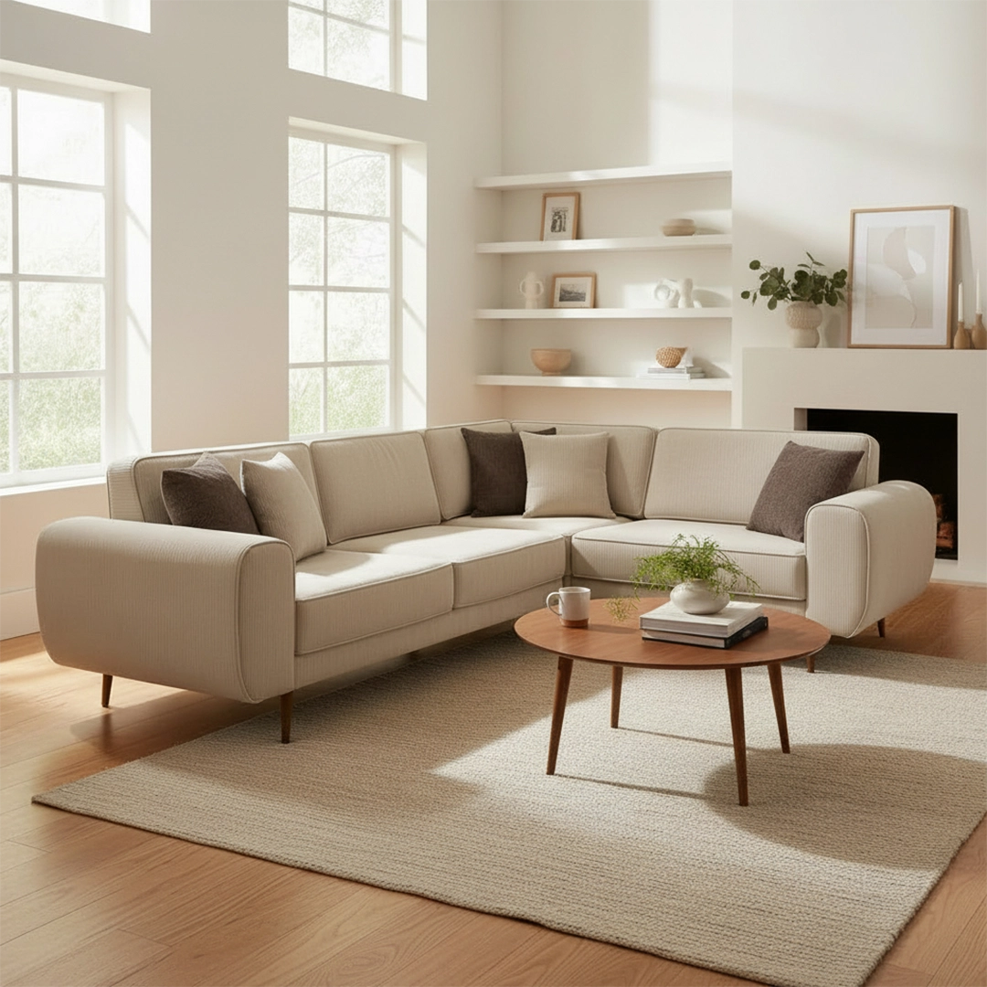 Lora Dörtlü Köşe Koltuk | Modern Geniş Oturumlu Köşe Takımı